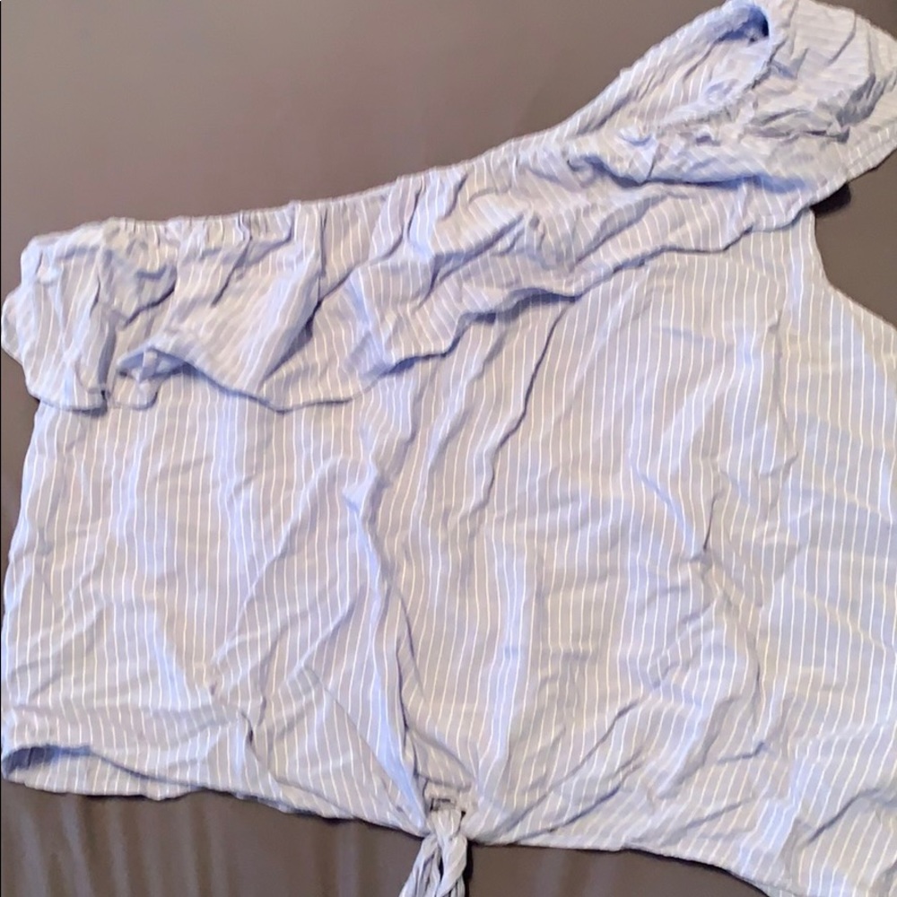 One Should Blue Striped Crop Top